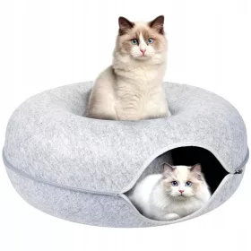   Zweiteiliges rundes Katzenbett Donut Tunnel Schuppenhaus 50 x 50 cm