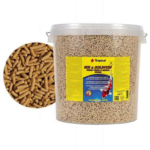  Tropische Koi- und Goldfisch-Weizenkeim- und Knoblauchsticks, 1,6 kg, 21 l