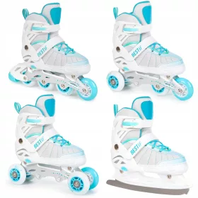    VERSTELLBARE SKATES 4in1 ROLLERSKATES SKATES MIT AUSTAUSCHBARER KUFE BESTIF 30-33