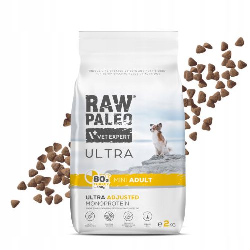  RAW PALEO ULTRA TURKEY ADULT MINI 2 kg Truthahn-Trockenfutter für Hunde kleiner Rassen