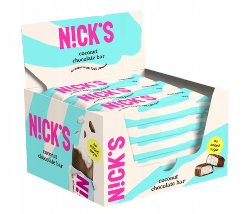 Kokosriegel in Schokoladenüberzug Ohne Zucker Keto 40 g - Nick's Coconut, 15 Stück