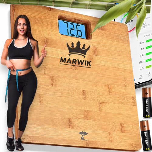  BAMBUS-BADEZIMMERWAAGE DIGITAL ELEKTRONISCH BIS ZU 180 KG TEMPERATUR 25in1