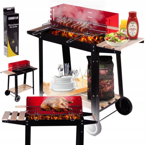  MalTec Holzkohlegrill 48 x 26,5 cm + MalTec manuelles Grillgebläse