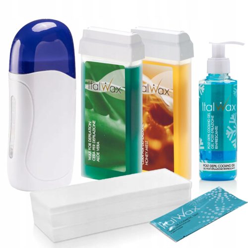 ItalWax 2x DEPILATIONSWACHS AUF ROLLE 100 ml + STRIPES Wachserhitzer