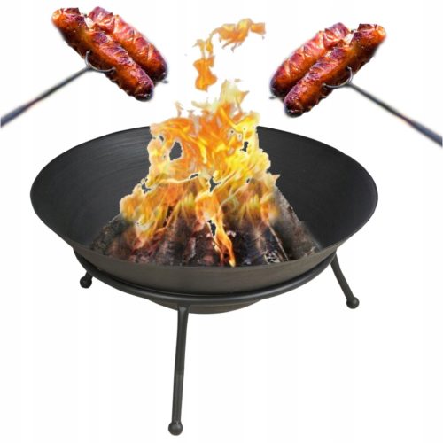  Feuerstelle aus schmiedeeisernem Gusseisen, 8,4 kg, 60 cm, mit Rost und Ständer, für jahrelange Haltbarkeit