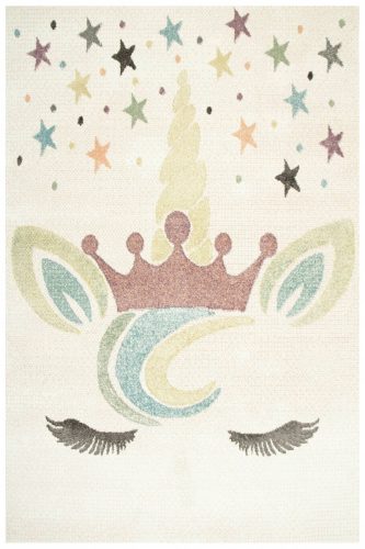  120x170 cm WEICHER EINHORN-TEPPICH ROSA CREME