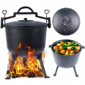    Jagdkessel, Gusseisen, Ungarischer Topf für Lagerfeuer, Grill, 10l