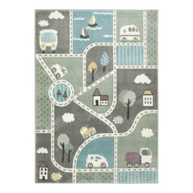  120x170 cm PASTELLTEPPICH MIT STRASSENWAGEN