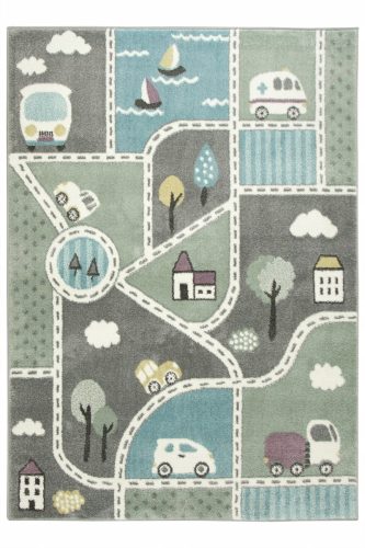  120x170 cm PASTELLTEPPICH MIT STRASSENWAGEN