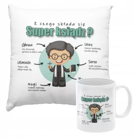    BECHER + KISSEN-SET SUPER PRIEST GESCHENK LEHRERTAG GEBURTSTAG