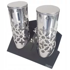    Kerzenlaterne, modernes Metallrohr, schwarzer Stahl, mit LED-Einsatz