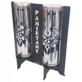    KERZENlaterne, modernes METAL DUET WE REMEMBER, aus schwarzem Stahl und LED