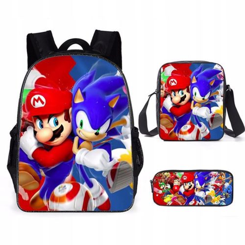  Dreiteiliger Rucksack mit Mario-Cartoon