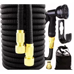    STARKER, AUSZIEHBARER GARTENSCHLAUCH 30 m + Sprinklerpistole + ANSCHLÜSSE + GRIFF