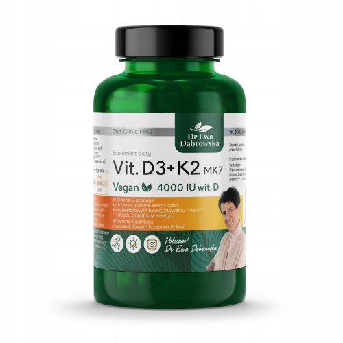Vegan Vitamin D3 + K2 MK7 4000 IU von Dr. Ewa Dąbrowska - 60 Kapseln
