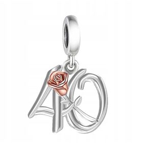  CHARMS-ANHÄNGER 40. GEBURTSTAG JUBILÄUM ROSE