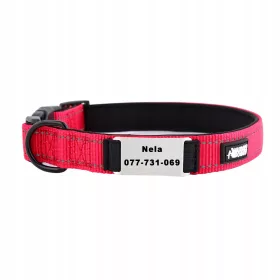  Rotes graviertes Hundehalsband Huggy Doggy S