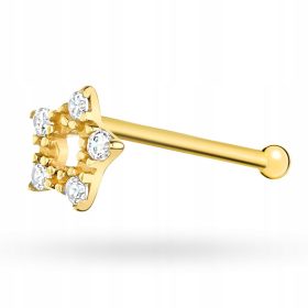  585 GOLD NASENOHRRING STERN mit Zirkonia