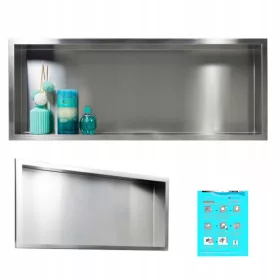    Balneo Wall-Box One Badezimmer-Einbauregal 90 x 30 x 10 cm aus Edelstahl