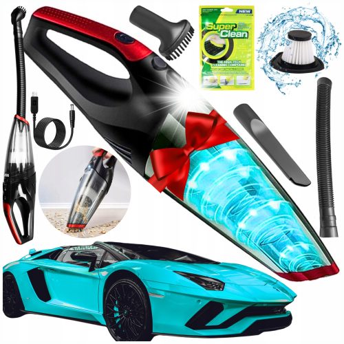  DexXer Handstaubsauger Handstaubsauger Tourist für Car Pro 1 Rot + Gel zum Entfernen von Schmutz, Staub, Kleber, Elastin-Gel