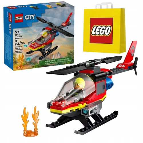  LEGO City 60411 Feuerwehr-Rettungshubschrauber + LEGO Papiertüte