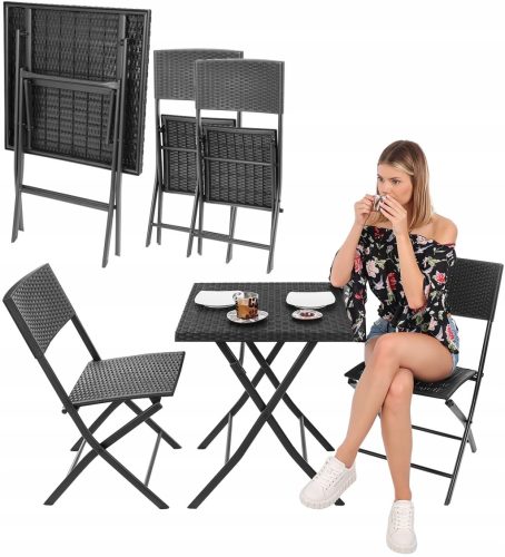  Saska Garden Metall schwarz Gartenmöbel-Set, 3-teilig.