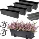 4× OMAGO Blumentopf 60 cm x 17 x 15 cm Kunststoff Graphit, Grau- und Silbertöne