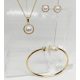 Schmuckset Halskette Ohrringe Chirurgenstahl Gold Imitation Perle
