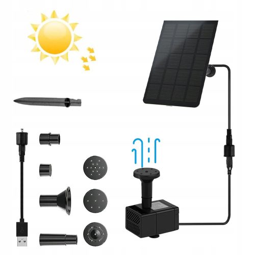  2,5 W SOLAR-GARTENBRUNNENSCHWIMMPUMPE FÜR DEN TEICH ES GIBT 7 VERSCHIEDENE DÜSEN