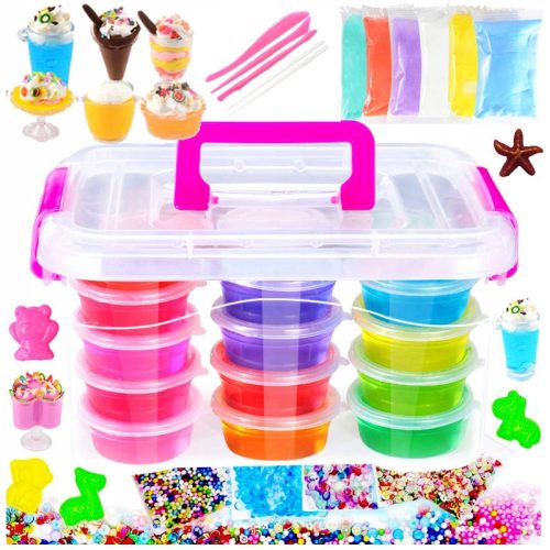  120-in-1-Set zum Herstellen von Schleim, Schleim, farbiger Paste und Glitzer-Organizer