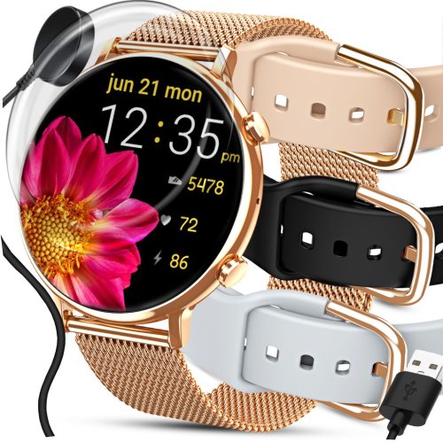  SMARTWATCH DAMENUHR POLNISCHES MENÜ ANRUFE BENACHRICHTIGUNGEN SPORT 4 STREIFEN