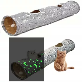  GROSSES LEUCHTENDES TUNNEL-Katzenspielzeug mit XL-Kugeln