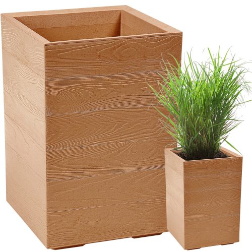  Blumentopf 40 cm x 40 x 60 cm, Durchmesser 40 cm, Kunststoff in Braun- und Beigetönen