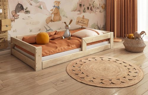  NIEDERBODEN-KINDERBETT 200x90 FÜR KINDER KINDER + GESTELL, GELÄNDER