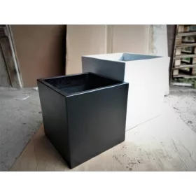    Gartenblumentopf 40 cm x 40 x 40 cm HELLZEMENT weiß, schwarz