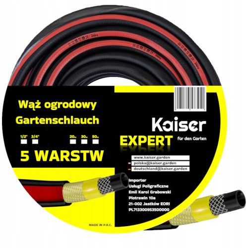  GARTENSCHLAUCH 50M 3/4" ZOLL KAISER EXPERT 5-LAGEN-DOPPELARMIERUNG