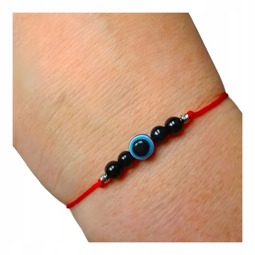  Schwarzes Turmalin-Armband mit Prophetenauge, Silber 925, Glücksbringer