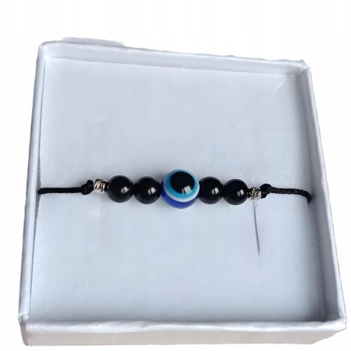  Schwarzes Turmalin-Armband mit Prophetenauge, Silber 925, Talisman-Box