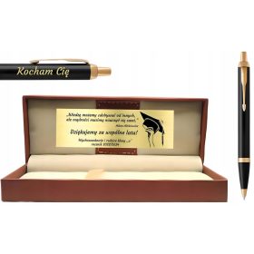    Parker IM schwarzer GT-Kugelschreiber mit KOSTENLOSER GRAVUR, Leder, Geschenk für Mama und Papa