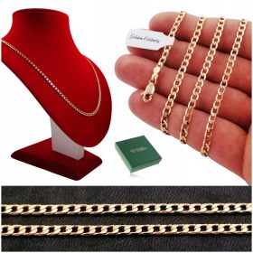    GOLD-RÜSTUNGSKETTE FÜR DAMEN, 50 cm/3 mm, CHIRURGISCHER STAHL, GESCHENK FÜR SIE