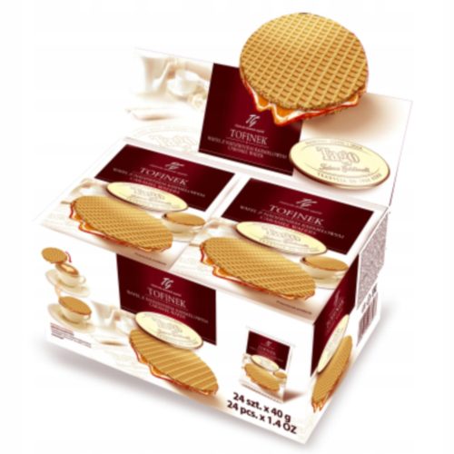 Karton Karamellwaffeln Tago Tofinek 40g, 24 Stück - Perfekte süße Snacks
