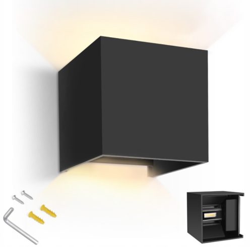  Schwarze Gartenwandleuchte mit integrierter 12-W-LED-Quelle