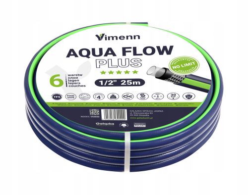  Vimenn GARTENSCHLAUCH 6 LAGEN 1/2" 25 m AQUA FLOW PLUS POLISH