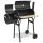  Garten Holzkohlegrill mit Smoker 2in1 tragbar BBQ Regal Thermometer schwarz