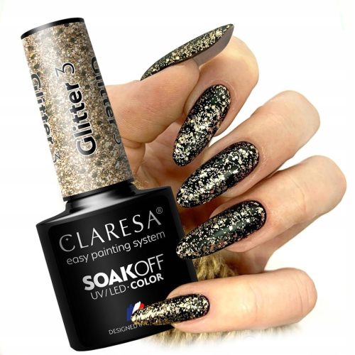  CLARESA GLITTER 3 HYBRID GLITTER POLISH GOLD GLITTER