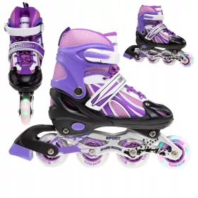  INLINE-SKATES VERSTELLBARE SKATES LILA LILA 38-41 LED-RAD