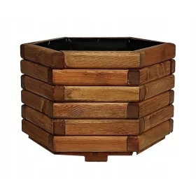    ZPD-Blumentopf, 60 cm x 53 x 35 cm, Durchmesser 60 cm, Holztöne in Braun und Beige