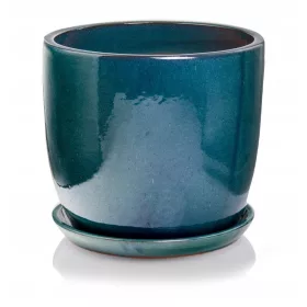    Polnix Blumentopf 23 cm x 23 x 20 cm Durchmesser 23 cm Keramik Blautöne, Grüntöne