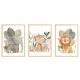  Set mit 3 Postern, 30 x 40 cm, niedliche Tiere, Safari, wilder Löwe, Elefant, Affe