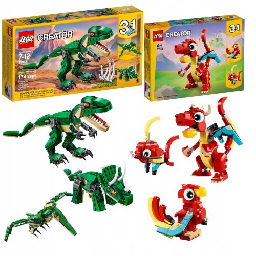  LEGO Creator 3 in 1 31058 Mächtige Dinosaurier + LEGO Creator 3 in 1 31145 Roter Drache